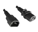 Cable de alimentación C13 a C14, 0,75 mm², prolongación, VDE, negro, longitud 0,50 m